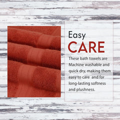 Ambra Linens Highly Absorbent Towels Set, 500 Gsm | 100% Cotton Soft And Plush All Seasons Use, Large Everyday Use, Durable (2 Pieces) | Rust
