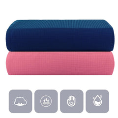 Casa Copenhagen Designed In Denmark Waffle Super Soft 2 Pieces 100% Cotton Large Bath Towel 525 Gsm - Navy & Pink