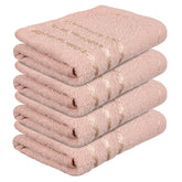 Heart Home Face Towel 800 Gsm | Facewash For Travel Workout Hand Towel | Lining Design Pack Of 4 (Brown)