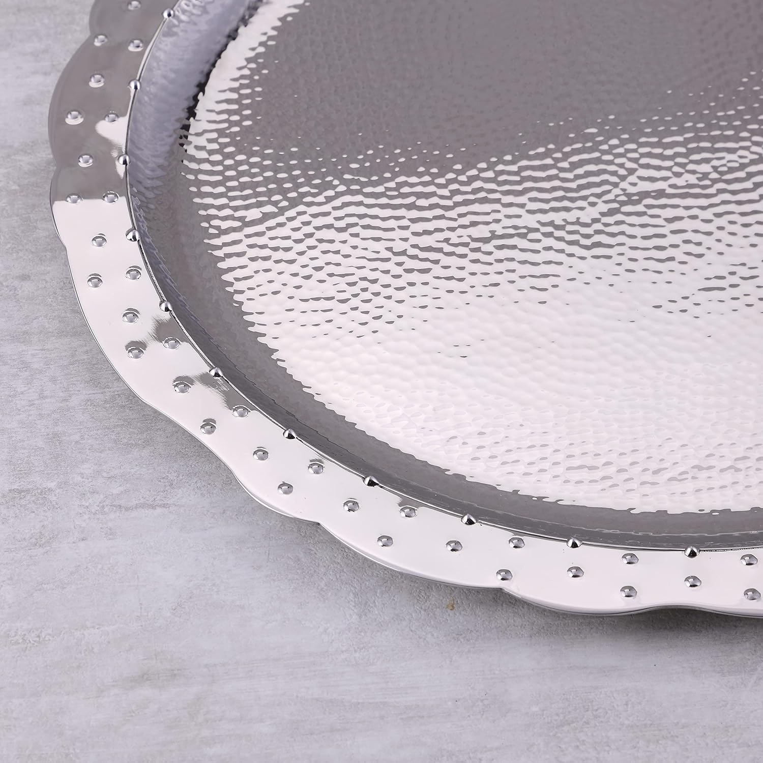 Designer Chrome Stainless Steel Round Platters - Polka Series | Serving Tray For Food Dessert Fruit Coffee Tea - Serve Ware, Dinnerware & Tableware Designer Chrome Stainless Steel Round Platters - Polka Series | Serving Tray For Food Dessert Fruit Coffee Tea - Serve Ware, Dinnerware & Tableware