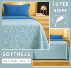 1 Double Bedsheet With Two Pillow Covers - 90 X 94 Inches, Sky Blue | 300 Thread Count Super Soft Bed Sheet For King Size Bed - Perfect Gift For Wedding, Anniversary