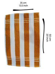 Pure Cotton White Striped Hand Towels 1200 Gsm | Soft & Super Absorbent For Kitchen & Gym - Set Of 8