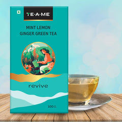 TE-A-ME Mint, Lemon & Ginger Revive Green Tea - 100 Tea Bags | Boosts Immunity & Metabolism - 100% Natural Ingredients