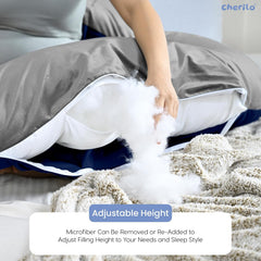 U Shaped Pregnancy Pillow For Pregnant Women & Nursing Mom, Grey & Navy Blue | Full Body Support, Single Pillow For Multipurpose Use, During Maternity | Premium Velvet Outer Cover With Zip