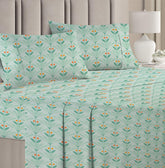 100% Cotton Double Bedsheets With 2 King Size Matching Pillow Covers - 90 X 90 Inches, Mint Green | Ideal For House, Bedroom, Hotel, Guest House