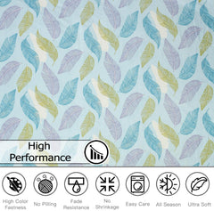Printed King Size Bedsheet With 2 Pillow Cover - 108 X 108 Inches, Aqua | Double Bed Breathable & Wrinkle Free | All-Season Comfort Bedsheet