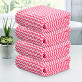 Kuber Industries Microfiber Bath Towel 1400 Gsm | Large Size Soft Quick Dry & Absorbent Shower Bath Towel (Zig Zag- Pink)- Pack Of 4