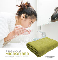 Black Gold The Finer Touch Oversized Microfiber Bath Towel 1800 Gsm | Soft Quick-Dry Microfiber Towel For Men & Women (Green)- Pack Of 3
