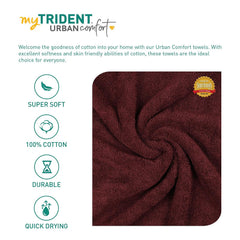 Mytrident 100% Cotton Bath Towels 450 Gsm | Soft & Absorbent Bath Towel For Men & Women - Wine Red