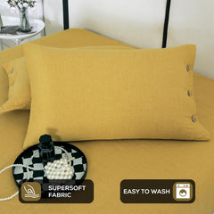 Soft Bedsheet For King Size Bed With 2 Matching Pillow Cover | 98 X 106 Inches, Mustard | Skin-Friendly Touch & Lasting Comfort - Soft & Breathable