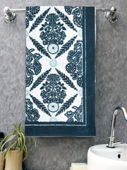 Homefresh Print Cotton Bath Towel 500 Gsm | Geometric Pattern Navy Blue & Grey (Mehr)