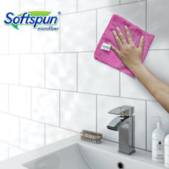 Softspun Microfiber Cloth Towel 350 Gsm | Multi-Purpose Super Soft Absorbent Cleaning Towels For Home, Kitchen, Car, Cleans - 4 Peice (Pink)