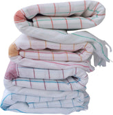 Fancyadda Cotton Large Size Bath Towel 300 Gsm - Set Of 4 (White Checks)