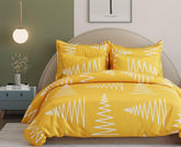 1 Flat Bedsheet For King Size With 2 Pillow Cover + Comforter - 90 X 100 Inch, Yellow | Super Soft Glace Cotton - 4 Pcs Bedding Set | Perfect Gifts Set Wedding, Anniversary