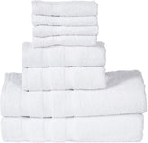 Senses By Riba 2 Bath + 2 Hand + 4 Face Cloths Towel 1.6 Kg (White) - Pack Of 8