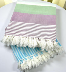 Plushcraft 100% Bamboo Extra Large Bath Towels 430 Gsm | Ultra Soft, Absorbent, Quick Dry Bath Towel For Daily Use, Beach, Pool & Gym | Pack Of 2 (Green & Purple)