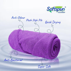 Softspun Microfiber Bath & Hair Care Towel 340 Gsm | Ultra Absorbent Super Soft & Comfortable Quick Drying For Men & Women Daily Use Extra Large Size Towel (Purple)