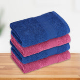 Haus & Kinder Harmony Combed Hand Towel 500 Gsm | Ultra Soft, Absorbent 100% Cotton Towels For Men & Women | Cobalt & Mulberry (Pack Of 4)
