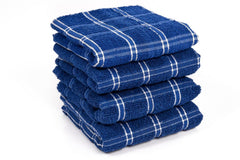 Texstyle 100% Cotton Kitchen Multipurpose Towel 600gsm | Kitchen Cleaning & Quick Drying Of Plates & Glasses, High Absorbency Towel - Pack Of 4 (Blue)