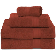Ambra Linens Highly Absorbent Towel 500 Gsm | 100% Cotton, Soft And Plush, All Seasons Use, Large, Everyday Use, Durable (1hand, 1face, 2bath Towels Set) | Dark Rust