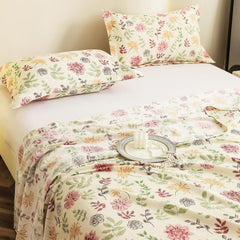 Flat Bedsheet For King Size With Two Pillow Covers - 100 X 108 Inches, Off White & Pink | Super Soft Bed Sheet For King Size Bed | Floral Design