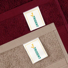 Mytrident Soft Comfort Air Rich 100% Cotton Hand Towel 800 Gsm | Highly Absorbent Towels For Men & Women Hand Towel (Acorn & Wine Red) - 4 Pcs