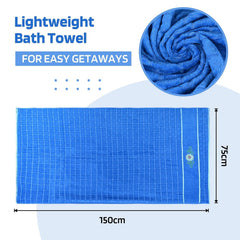 Kuber Industries Cotton Bath Towel 1000 Gsm | Workout Gym Napkins Bath Towel For Men & Woman Embroidery Silky Velvet Towel -Blue (Pack Of 2)