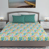Cotton Extra Double Bedsheet For King Size With 2 Pillow Covers | 108 X 108 Inches, Multicolor - Ideal For Home, Guest House, Hotel | Soft & Breathable Fabric