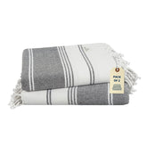 Lane Linen 100% Cotton Beach Towel With Bag Towels 699 Gsm | Oversized Pool Absorbent Extra Large Quick Dry Sand Travel Towel - Ebony (2 Piece)