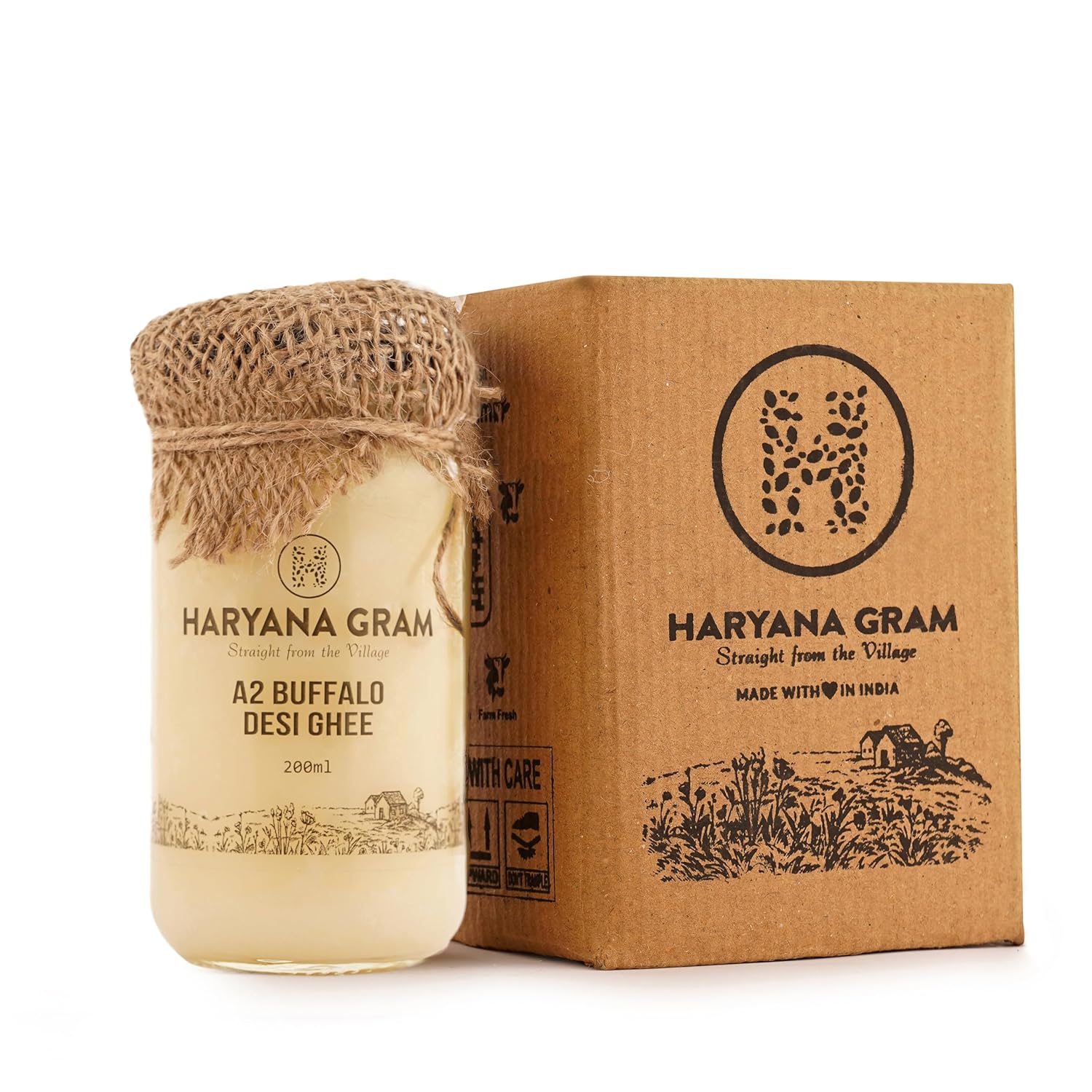 Pure A2 Buffalo Desi Ghee By Haryana Gram | Rich In Vitamin A, D & Minerals Healthy Desi Ghee Good For Digestive Health | (200ml) 6.7 Ounce | Jar Pack Pure A2 Buffalo Desi Ghee By Haryana Gram | Rich In Vitamin A, D & Minerals Healthy Desi Ghee Good For Digestive Health | (200ml) 6.7 Ounce | Jar Pack