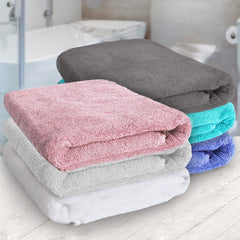 Heelium Bamboo Bath Towel Soft Super Absorbent 600 Gsm - Pack Of 6 (Grey, Teal, White, Iris, Peach & Light Grey)