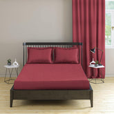 100% Cotton Flat Queen Size Bedsheet With 2 Pillow Cover - 88 X 96 Inches, Maroon | Breathable & Skin Friendly Bedsheet | Ideal For Hotel, Guest House, Bedroom