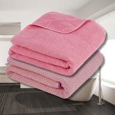 Fezora Microfiber Contler Bath Towels 700 Gsm | Large Size Bath Towel Soft & Absorbent Bath Towel For Men & Women (Peach & Light Pink)- Pack Of 2