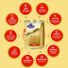 100% Pure Desi Ghee By Param Premium | Naturally Desi Ghee With Rich Aroma For Good For Enhances Energy | (500ml) 16.9 Ounce | Tin Pack