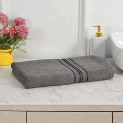 Cotton Bolls Textiles 100% Cotton Bath Towel 600 Gsm | Super Soft & Absorbent Quick-Dry Bath Towel Textured & Durable Cotton Towel (Dark Grey)
