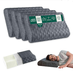 Cervical Pillow, For Neck Pain & Shoulder Pain Relief, Grey - XL King Size | Memory Foam Pillow For Sleeping, Orthopedic Contour Pillow For Spondylitis | Adjustable, Medical Pillow - Pack Of 4