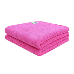 Softspun Microfiber Cloth 350 Gsm | Thick Lint & Streak-Free Multipurpose Cloths Microfibre Towels - 2 Pcs (Pink)