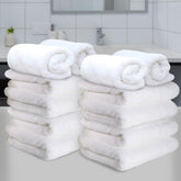 Heelium Bamboo Hand Towel 2400 Gsm | Ultra Absorbent & Anti-Bacterial | 3x Softer Than Cotton Towels (White) - Pack Of 12