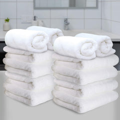 Heelium Bamboo Hand Towel 2400 Gsm | Ultra Absorbent & Anti-Bacterial | 3x Softer Than Cotton Towels (White) - Pack Of 12