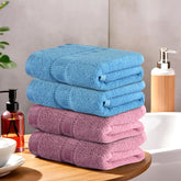 Kuber Industries Cotton Hand/Face Towels 800 Gsm | Easily Washable Workout Gym Napkins For Men - Pink & Sky Blue (Pack Of 4)