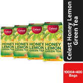 Celest Honey Lemon Green Tea - Pack Of 4 X 100 Enveloped Tea Bags | Helps Boost Metabolism, Zero Calories, Manage Waistline - Green Tea For Weight Loss