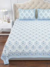 100% Cotton King Size Bedsheet For Double Bed With 2 Pillow Cover - 108 X 108 Inches, Blue & White | Extra Soft & Wrinkle Free | Perfect Gifting Wedding, Housewarming Or Festival