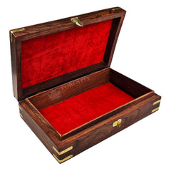 Wooden Om Box For Good Luck Jewellery Box, Decorative Case, Kit, Vanity Organiser For Women, Necklaces, Cash, Gold, Tomb 10 X 6, Colour - Brown, Material - Rosewood
