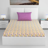100% Cotton Single Bedsheet With 1 Matching Pillow Covers - 57 X 87 Inches, Multicolor | All Weather Comfort & Bedroom - Softness & Natural Breathability