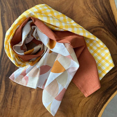 Oak & Lily 100% Cotton Kitchen Napkins Dish Towels 350 Gsm | Premium European Quality Washable, Large Size Kitchen Cloth For Roti, Cleaning, Drying | Yellow & Rust Print (Set Of 3)