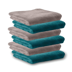 Housse Microfiber Hand Towel 1200 Gsm | Premium Quality Towels Ultra Absorbent & Anti-Bacterial For Gym (Atmosphere & Pacific Green) - Pack Of 6