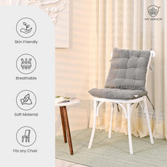 Square Chair Pads Cushion, For Comfortable Sitting, Grey Color - 40 X 40 Cm | Seat Cushions With Ties For Sitting, Pooja, Dining & Office Table | Furniture Cushion, Washable - Pack Of 1