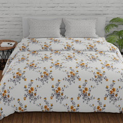 Super King Size Bedsheets 108 X 108 Inches With 2 Pillow Covers, Tangerine & Grey | Premium Super Soft Super Cotton Bedsheet