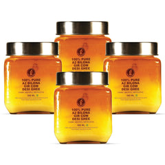 Premium A2 Bilona Gir Cow Desi Ghee By Gir Amritphal | Good Source Of Healthy Desi Cow Ghee For Bakes Cookies | 2Litre (500ml * 4) 67.6 Ounce | Container Jar