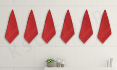 Ksc Shop Royal Cotton Hand Towel 750 Gsm - Set Of 6 (Maroon Red)